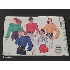 Vtg Butterick 5061 Misses Blouse 4 Style Variations 1990 Pattern 6-8-10 Uncut